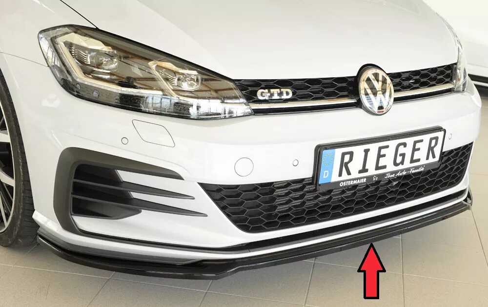 Rieger Tuning Rieger lipa pod přední nárazník pouze pro GTI / GTD / GTE pro Volkswagen Golf 7 GTD, GTE, GTI 3-dvéř., 5-dvéř. po faceliftu, 02/17-, plast ABS lakovaný do černé lesklé barvy