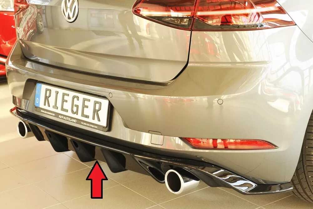 Rieger Tuning Rieger vložka zadního nárazníku pro Volkswagen Golf 7 GTI 3-dvéř., 5-dvéř. po faceliftu, plast ABS lakovaný do černé lesklé barvy