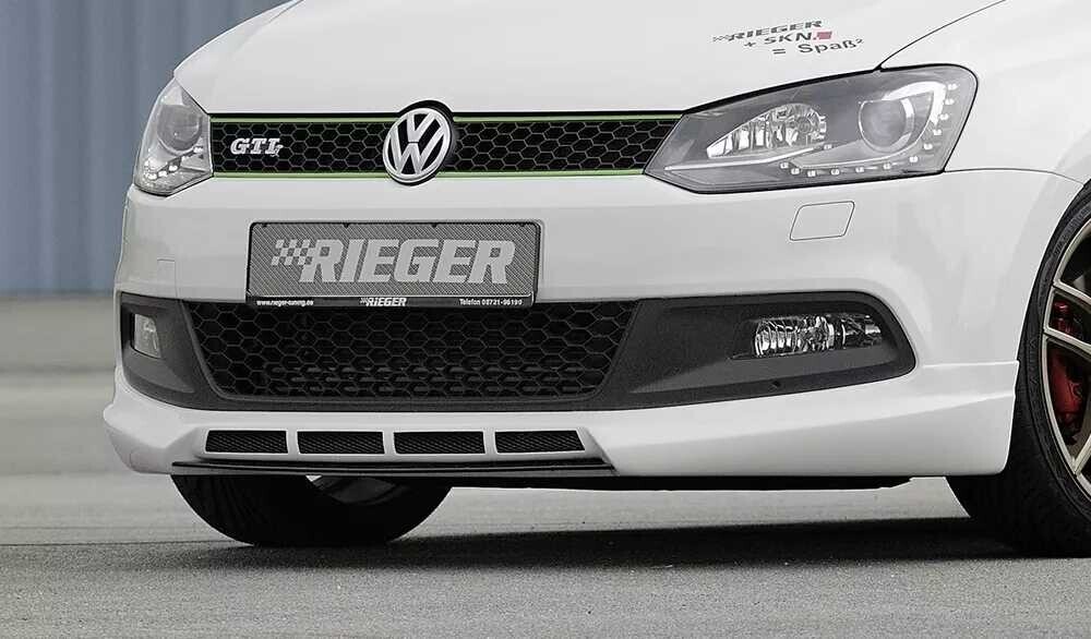Rieger Tuning Rieger spoiler pod přední nárazník pro Volkswagen Polo 6 GTI 3-dvéř., 5-dvéř. před faceliftem, r.v. 05/10-01/14, plast ABS bez povrchové úpravy, s žebrováním