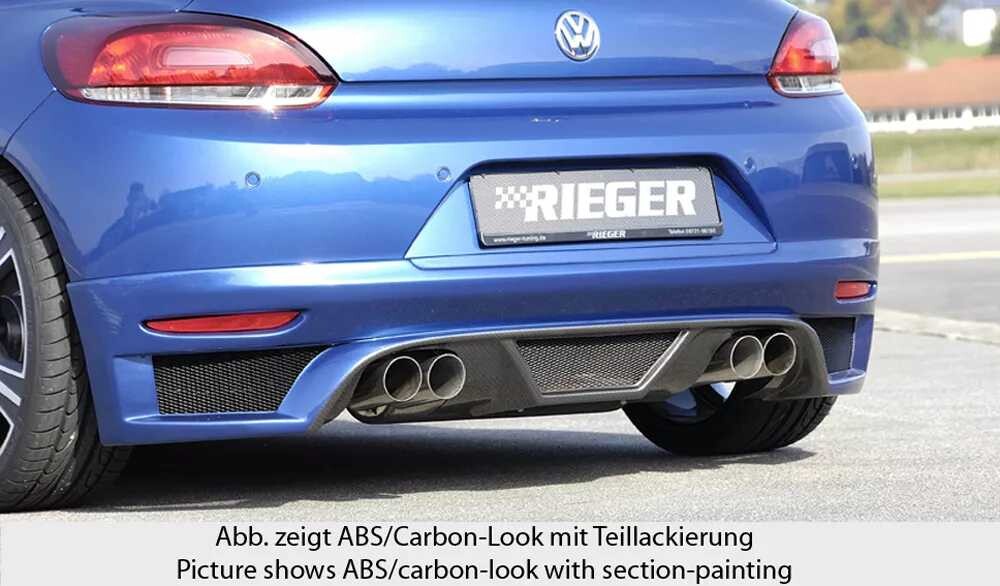 Rieger Tuning Rieger spoiler pod zadní nárazník pro Volkswagen Scirocco 3 13 2-dvéř. před faceliftem r.v. 08/08-04/14, plast ABS bez povrchové úpravy, pro dvojité koncovky na obou stranách