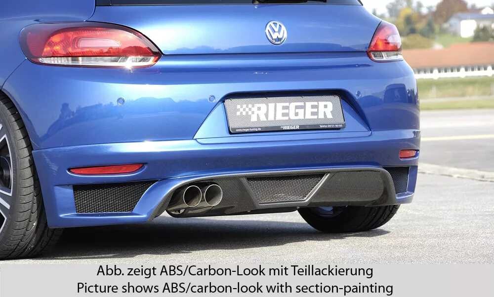 Rieger Tuning Rieger spoiler pod zadní nárazník pro Volkswagen Scirocco 3 13 2-dvéř. před faceliftem r.v. 08/08-04/14, plast ABS bez povrchové úpravy, pro dvojitou koncovku vlevo