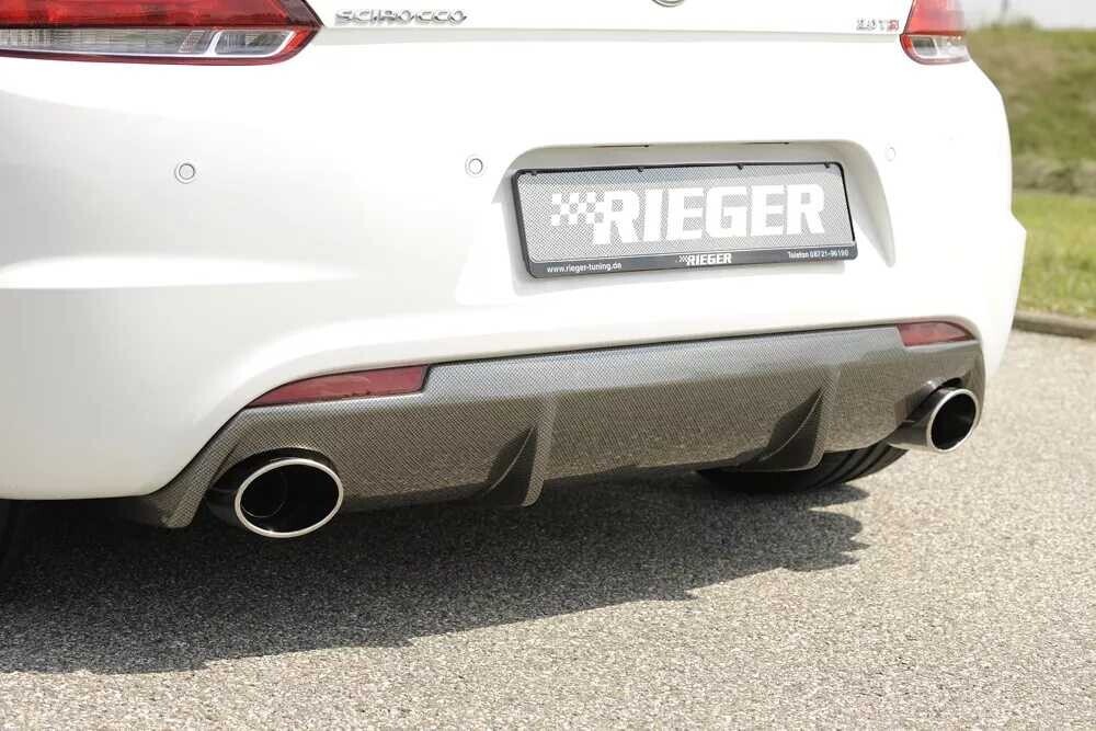 Rieger Tuning Rieger vložka zadního nárazníku pro R-Line zadní nárazník pro Volkswagen Scirocco R 13 2-dvéř. vč. faceliftu, plast ABS s povrchovou úpravou Carbon-Look, pro orig. koncovky na obou stranách
