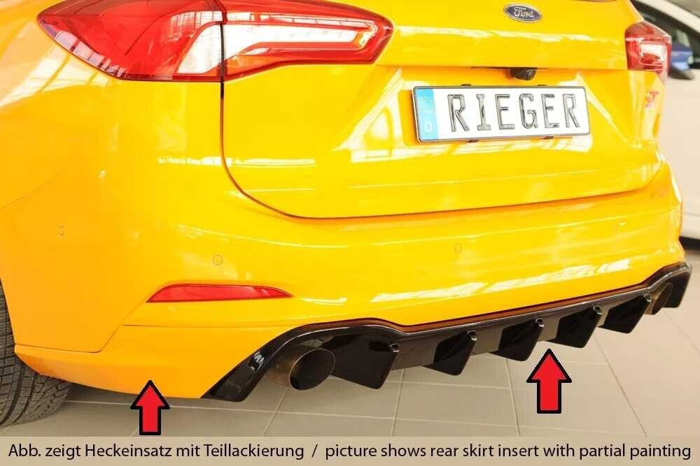 Rieger Tuning Rieger vložka zadního nárazníku (pro vozy s tažným zařízením) pro Ford Focus 4 ST 5-dvéř. (combi), plast ABS lakovaný do černé lesklé barvy