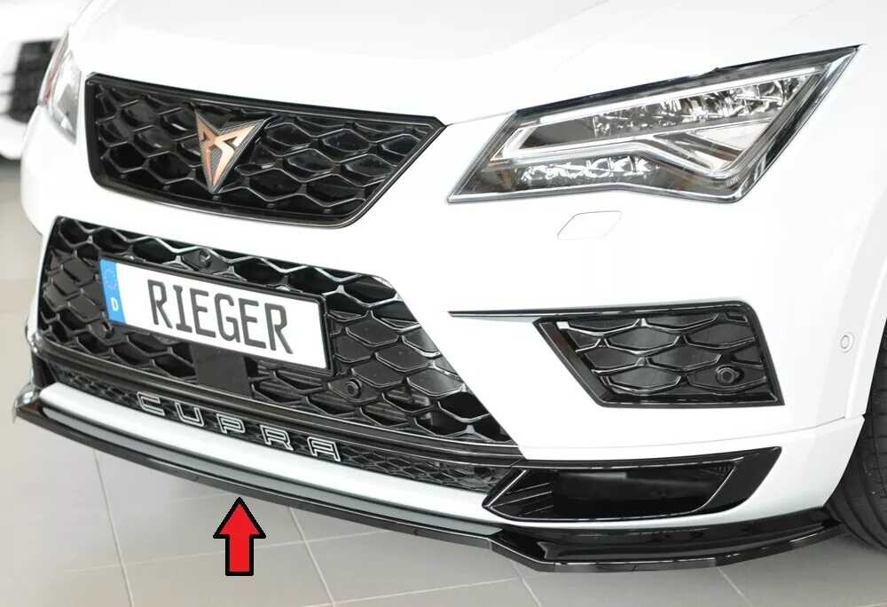 Rieger Tuning Rieger lipa pod přední nárazník pro Seat Ateca Cupra 5FP, 09/18-07/20, plast ABS lakovaný do černé lesklé barvy