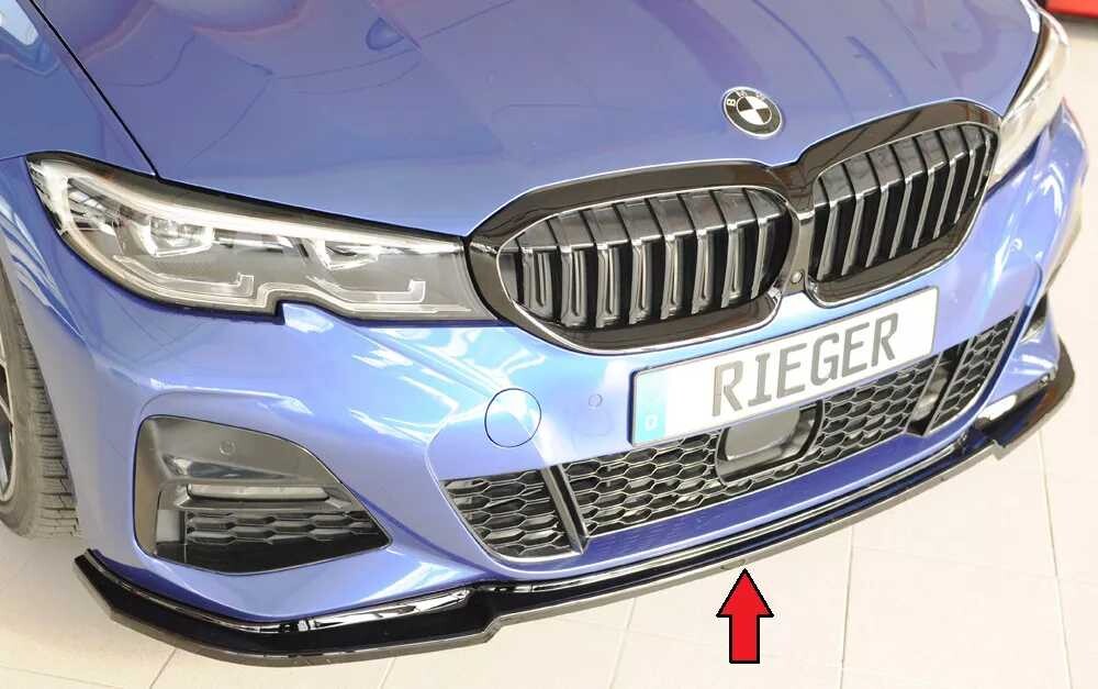 Rieger Tuning Rieger lipa pod přední nárazník pro BMW řada 3 G20 sedan, 03/19-, plast ABS lakovaný do černé lesklé barvy