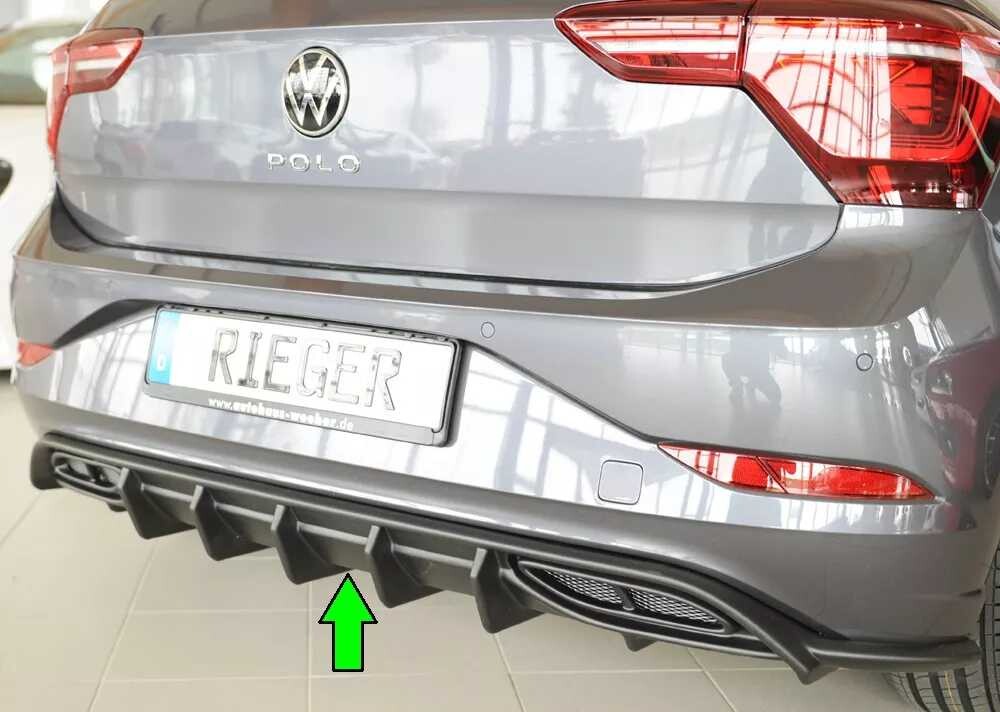 Rieger Tuning Rieger vložka zadního nárazníku pro Volkswagen Polo AW 5-dvéř., plast ABS bez povrchové úpravy, R-Line, r.v. 06/2021-