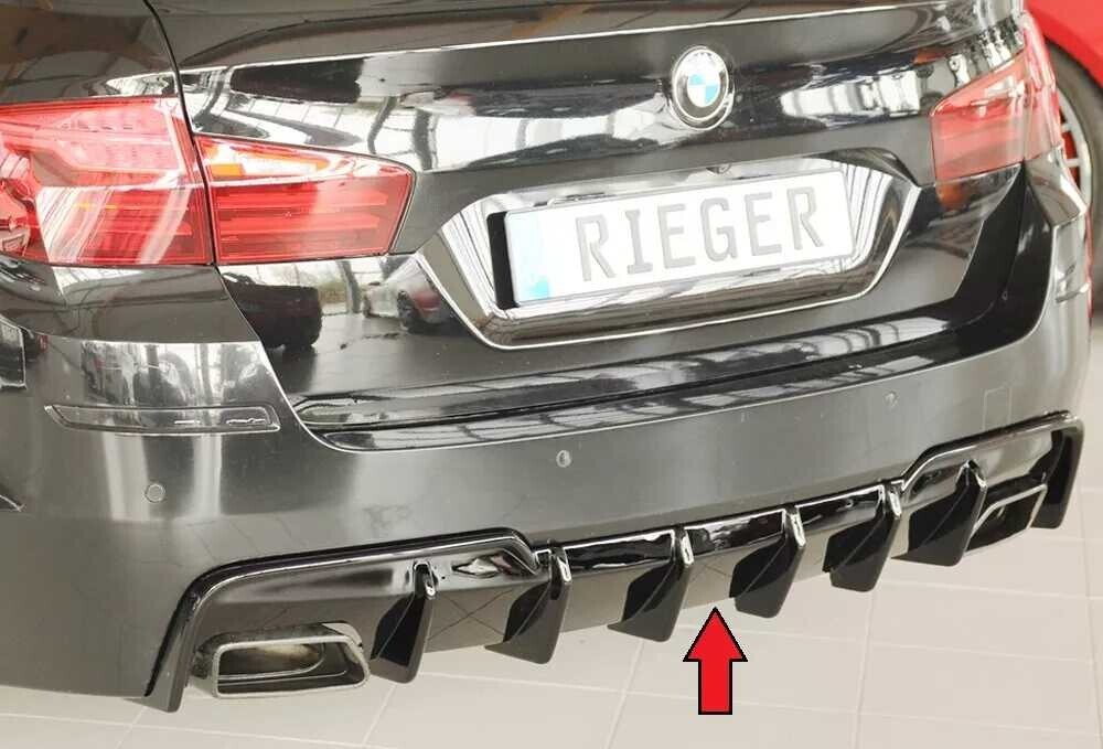 Rieger Tuning Rieger vložka zadního nárazníku (pro vozy s tažným zařízením) pro BMW řada 5 F11 touring, plast ABS lakovaný do černé lesklé barvy, pro orig. koncovky výfuku vlevo/vpravo