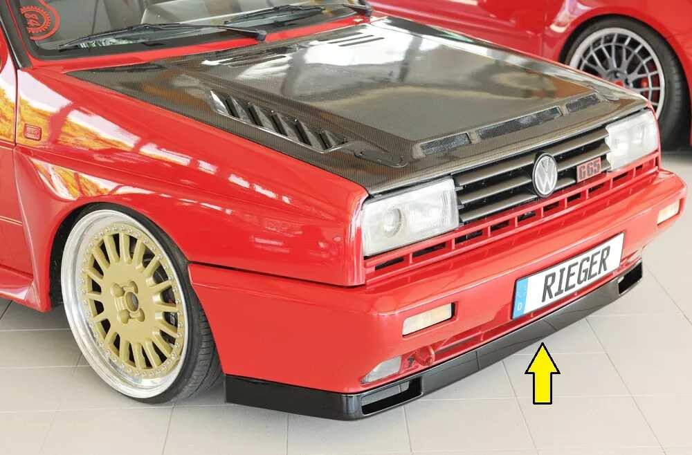 Rieger Tuning Rieger spoiler pod přední nárazník pro Volkswagen Golf 2 Rallye Golf 19E-299, r.v. 89-91, plast ABS lakovaný do černé lesklé barvy