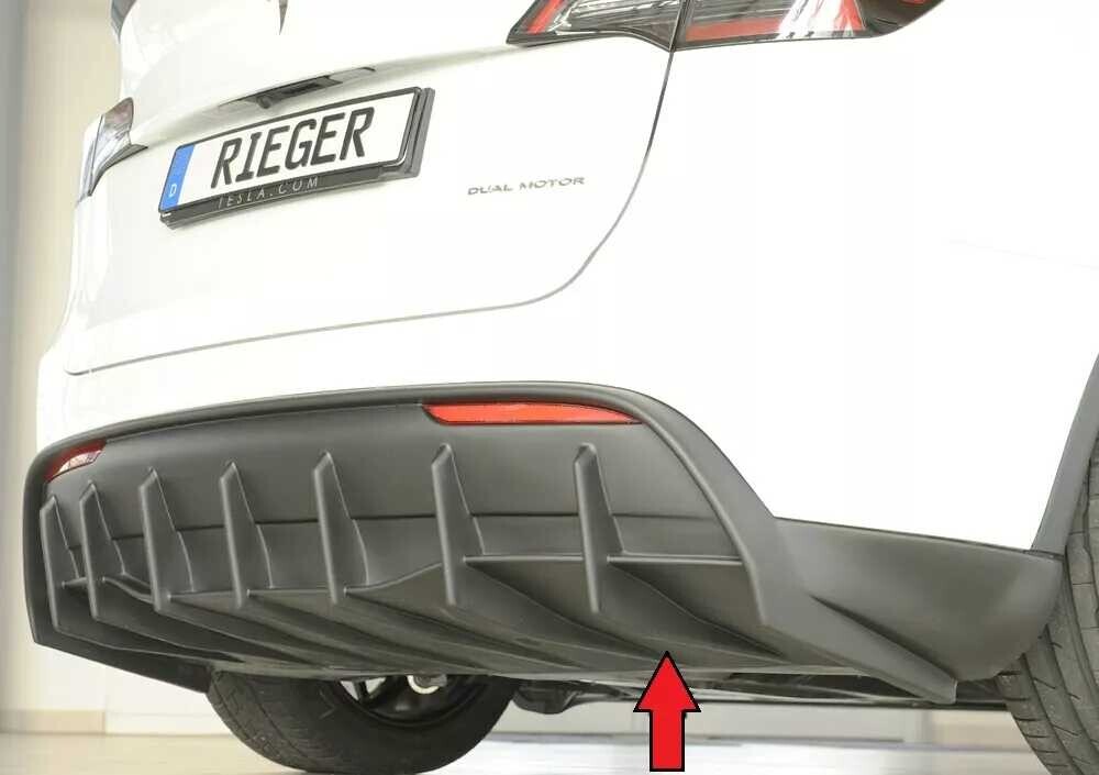 Rieger Tuning Rieger vložka zadního nárazníku pro Tesla Model Y 003, plast ABS bez povrchové úpravy, bez tažného zařízení