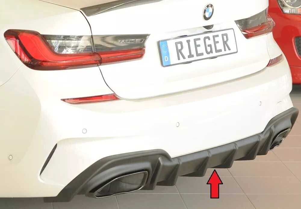 Rieger Tuning Rieger vložka zadního nárazníku pro BMW řada 3 G21 touring, plast ABS bez povrchové úpravy, pro orig. koncovky vlevo/vpravo (M340i/M340d)