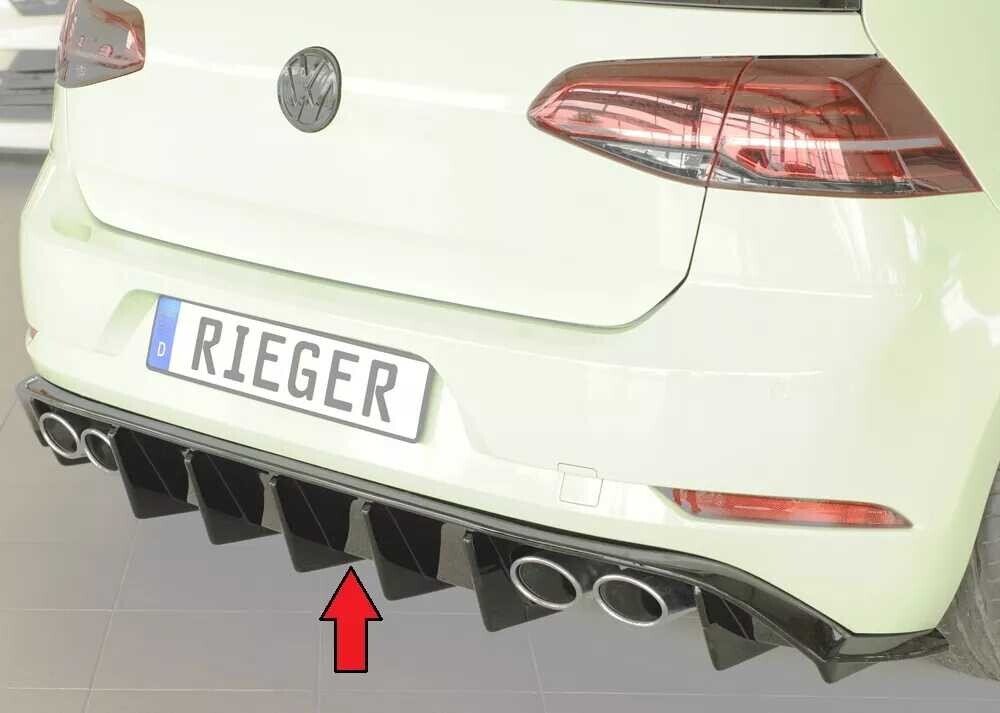 Rieger Tuning Rieger vložka zadního nárazníku pro Volkswagen Golf 7 R 5-dvéř., plast ABS lakovaný do černé lesklé barvy