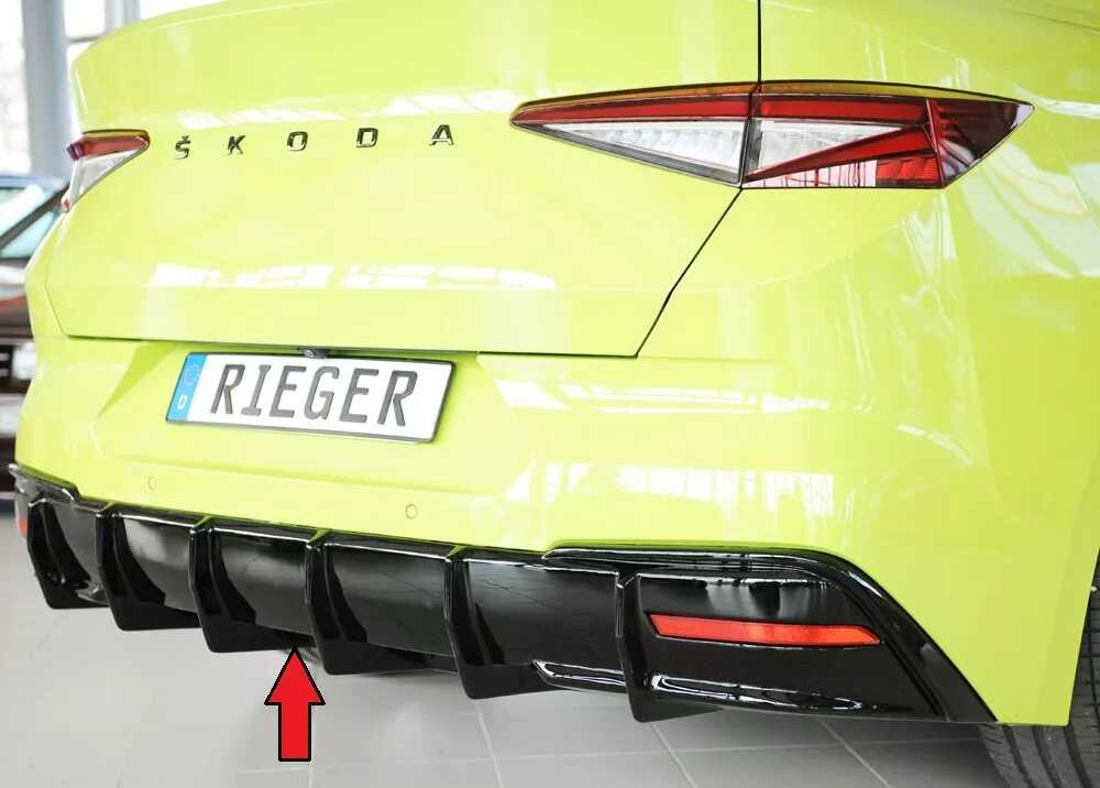 Rieger Tuning Rieger vložka zadního nárazníku pro Škoda Enyaq iV RS SUV (5AZ), plast ABS lakovaný do černé lesklé barvy
