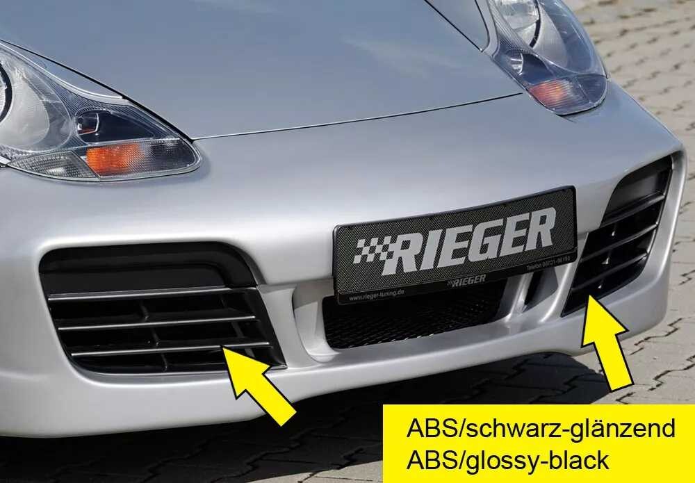 Rieger Tuning Rieger Lufteinlaßblenden pro Porsche 911 Typ 996, 09/97-09/01, plast ABS lakovaný do černé lesklé barvy, s výřezem, mont. strana