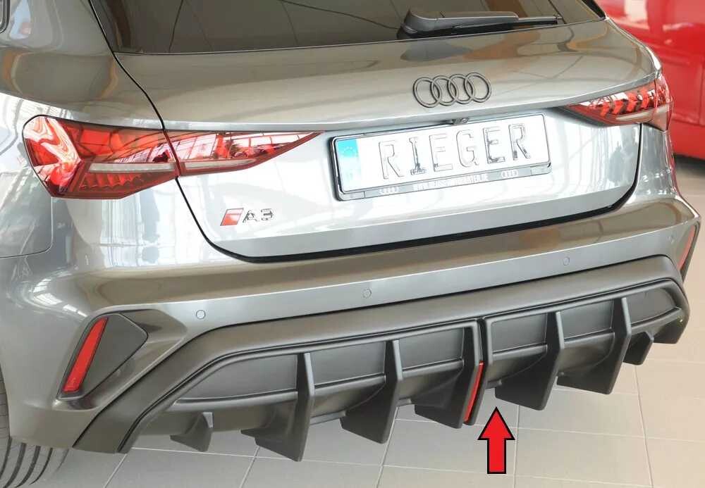 Rieger Tuning Rieger vložka zadního nárazníku pro orig. koncový tlumič výfuku pro Audi A3 GY 5-dvéř. (sportback), plast ABS bez povrchové úpravy