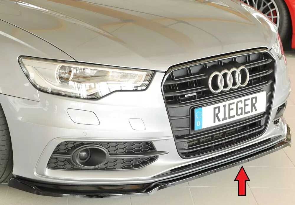 Rieger Tuning Rieger lipa pod přední nárazník pro Audi A6 4G, C7 sedan, 11/10-08/14, plast ABS lakovaný do černé lesklé barvy