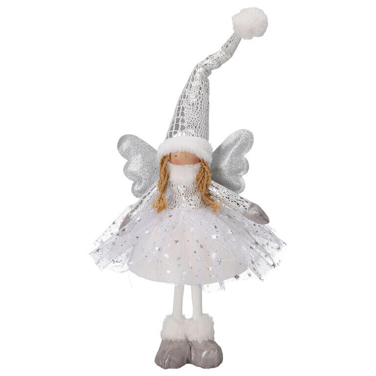 Svítící LED dekorace ANDĚLKA stříbrná, 50 cm