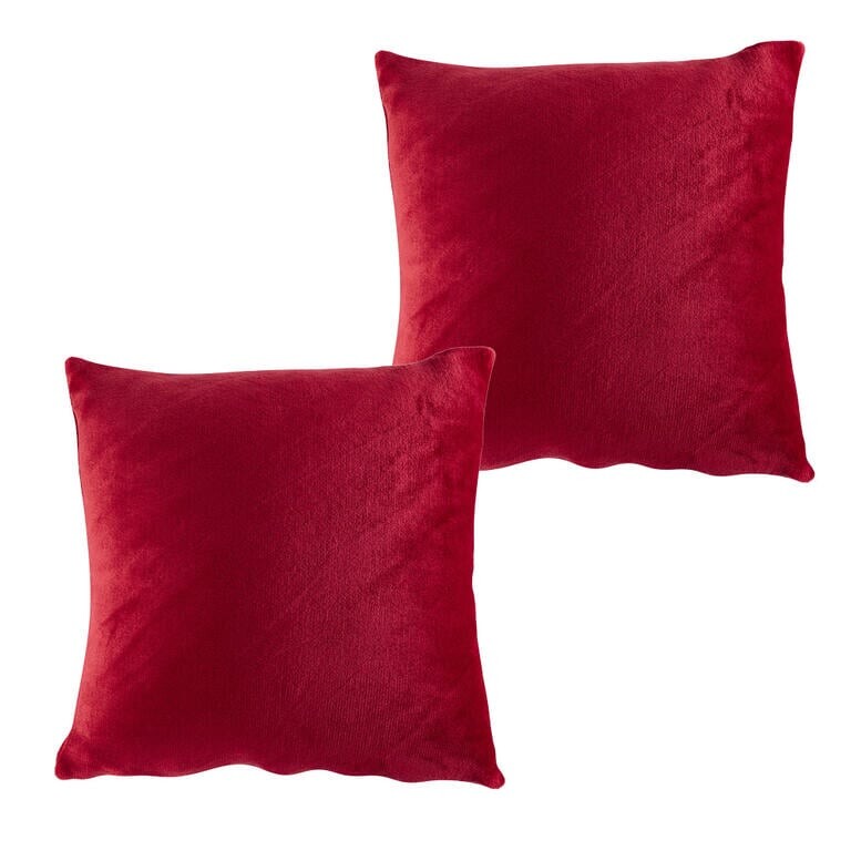 Sada 2 ks povlaků na polštářky z mikroplyše červené 40 x 40 cm