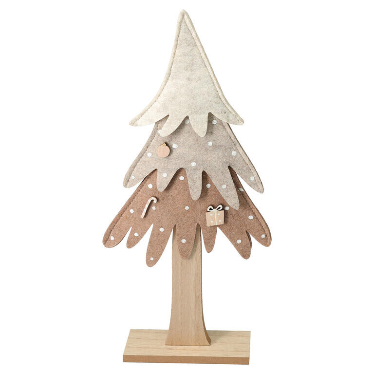 Filcová vánoční dekorace STROMEK béžový 34 cm