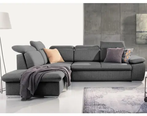 Rohová sedačka Aldon, dýmově šedá strukturovaná látka, levý roh
