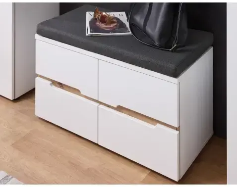 Předsíňová lavice na boty Memphis, bílá/dub artisan