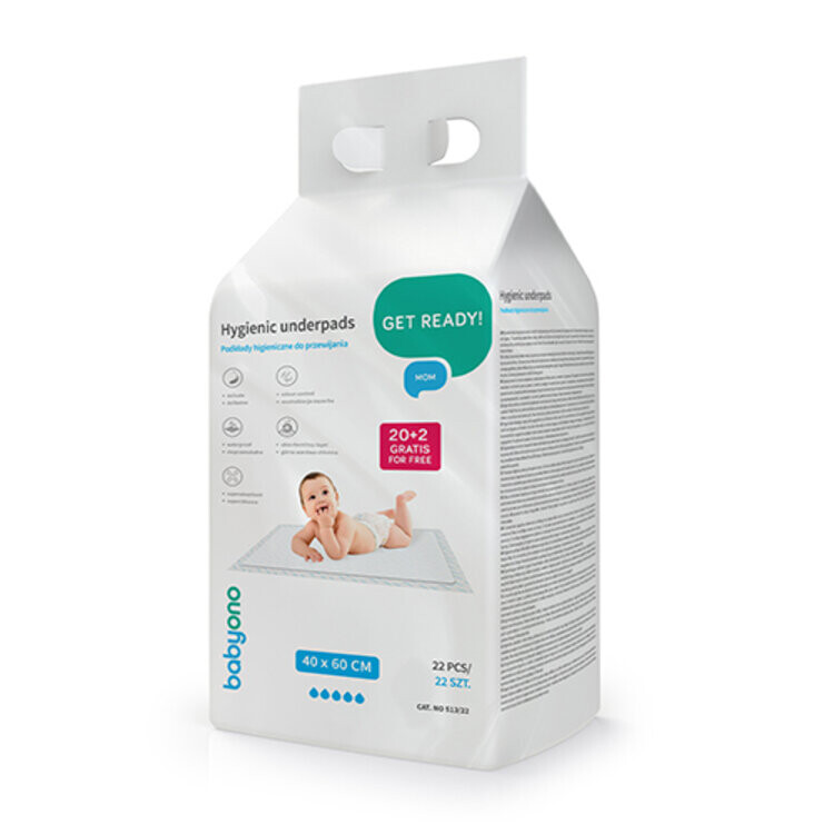 BABYONO Podložky přebalovací pod dítě 40 x 60 cm, 20ks + 2ks zdarma