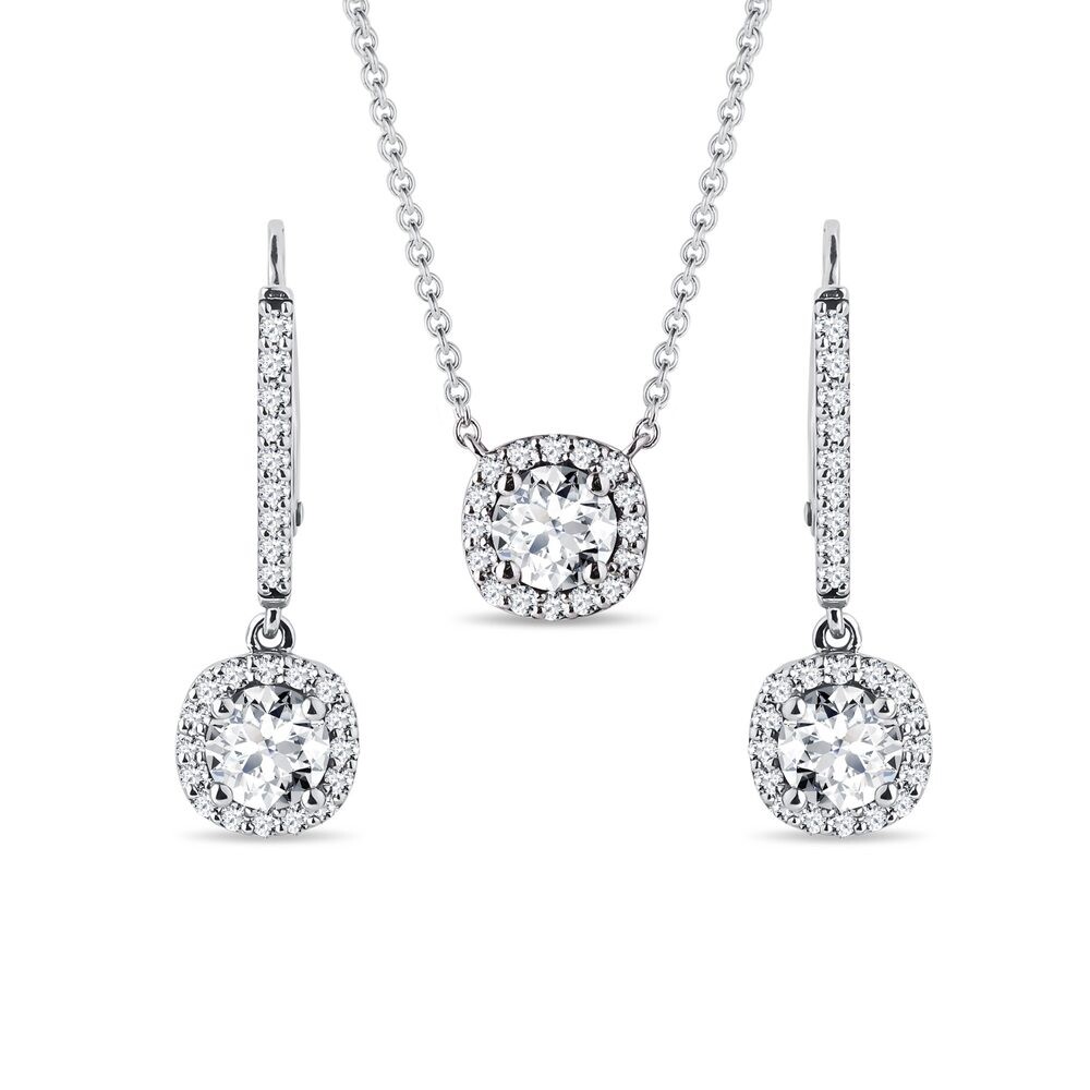 Luxusní set šperků s diamanty v halo stylu KLENOTA