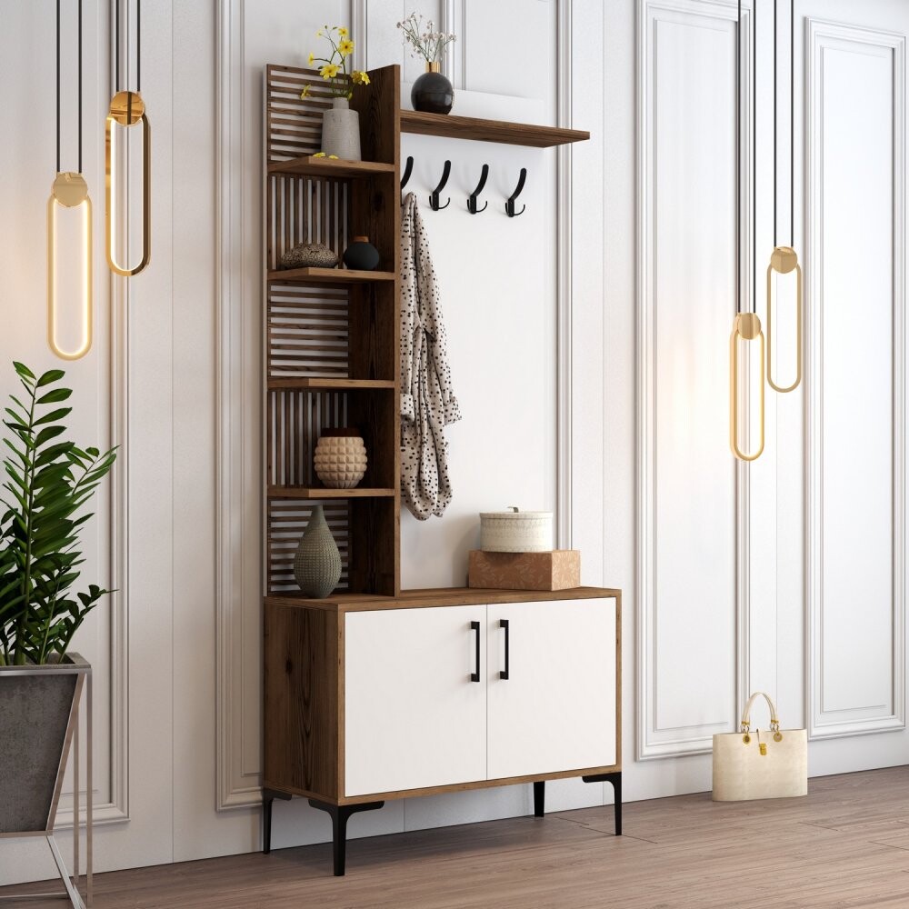 Předsíňová stěna Viyana D - Walnut, White