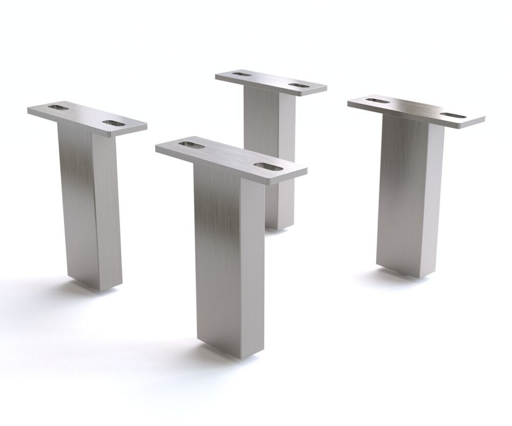 Obdélníková podnož 15 cm z nerezové oceli (sada 4 kusů)