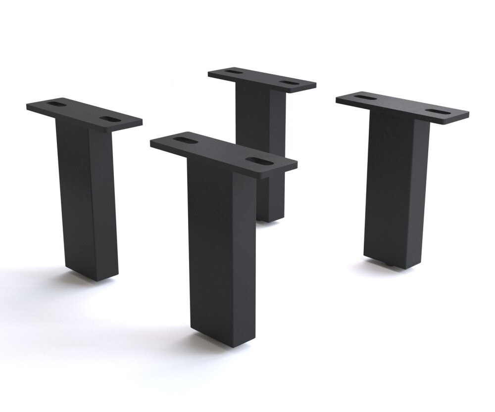 Obdélníková podnož 15 cm kovová černá (sada 4 kusů)