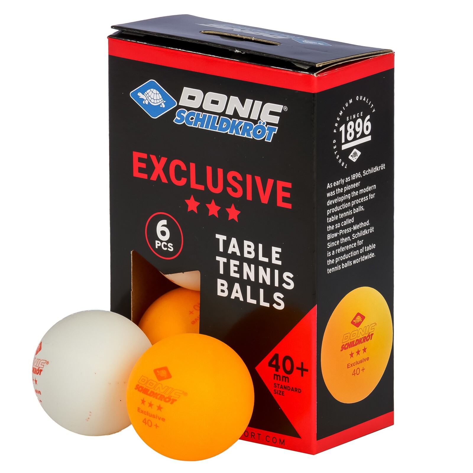 Míčky na stolní tenis SCHILDKROT Exclusive 3-star Poly 40+ 6ks