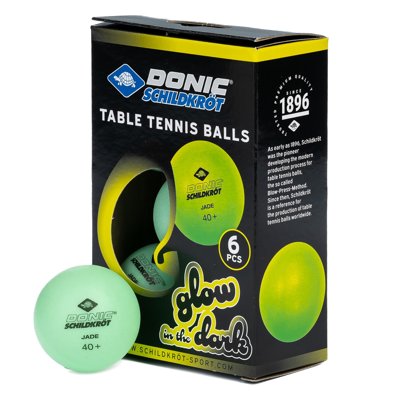 Míčky na stolní tenis SCHILDKROT Glow in the Dark Poly 40+ 6ks