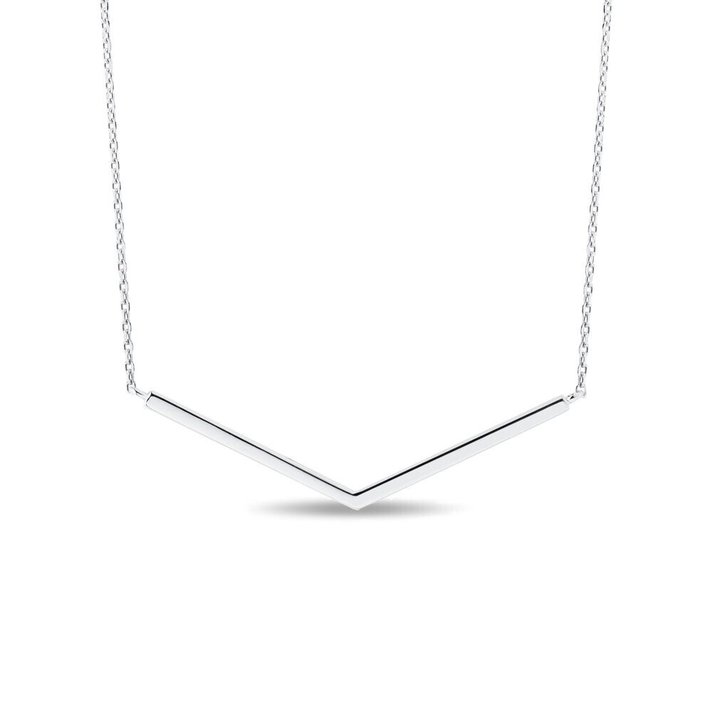 Náhrdelník s minimalistickým přívěskem v bílém zlatě KLENOTA