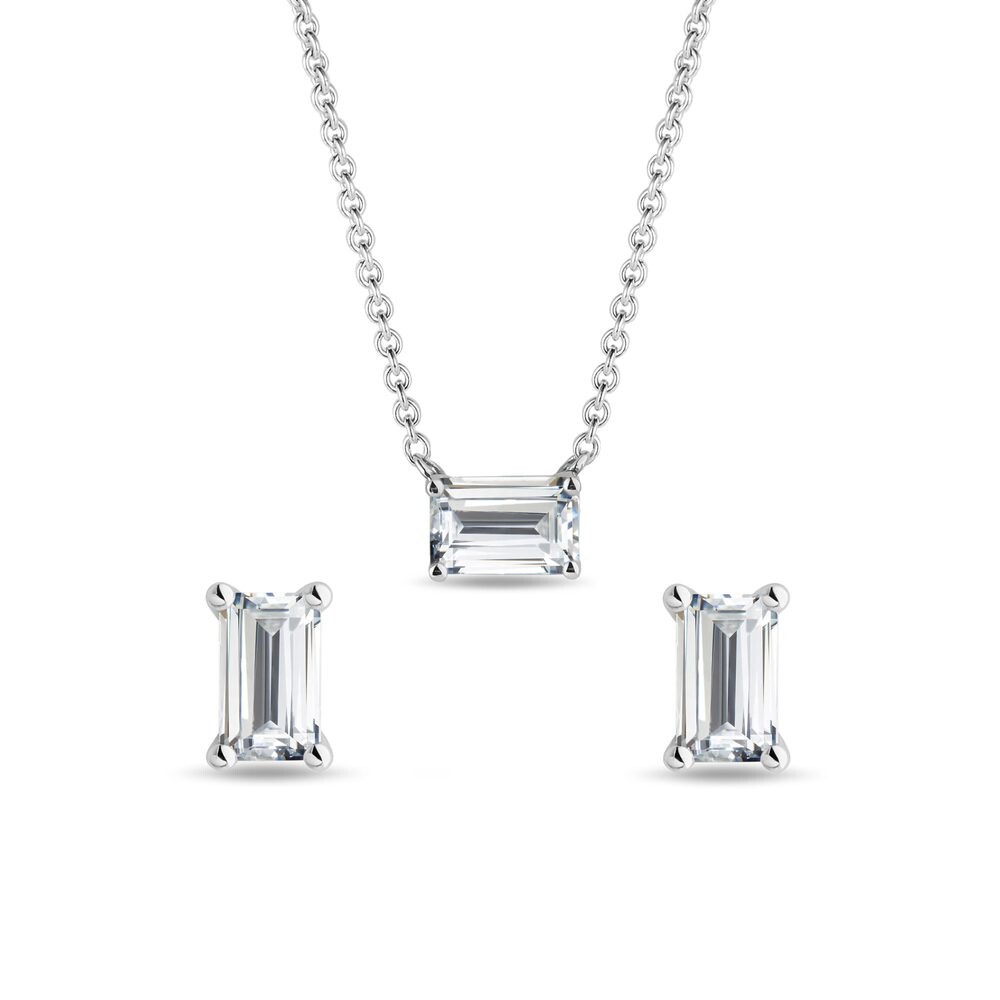 Sada šperků s emerald diamanty v bílém zlatě KLENOTA