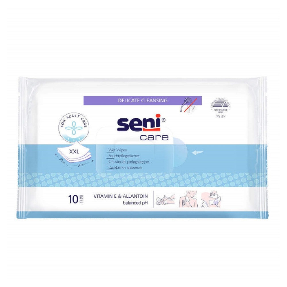 SENI Care Vlhčené ubrousky vitaminem E a allantoin 10 ks