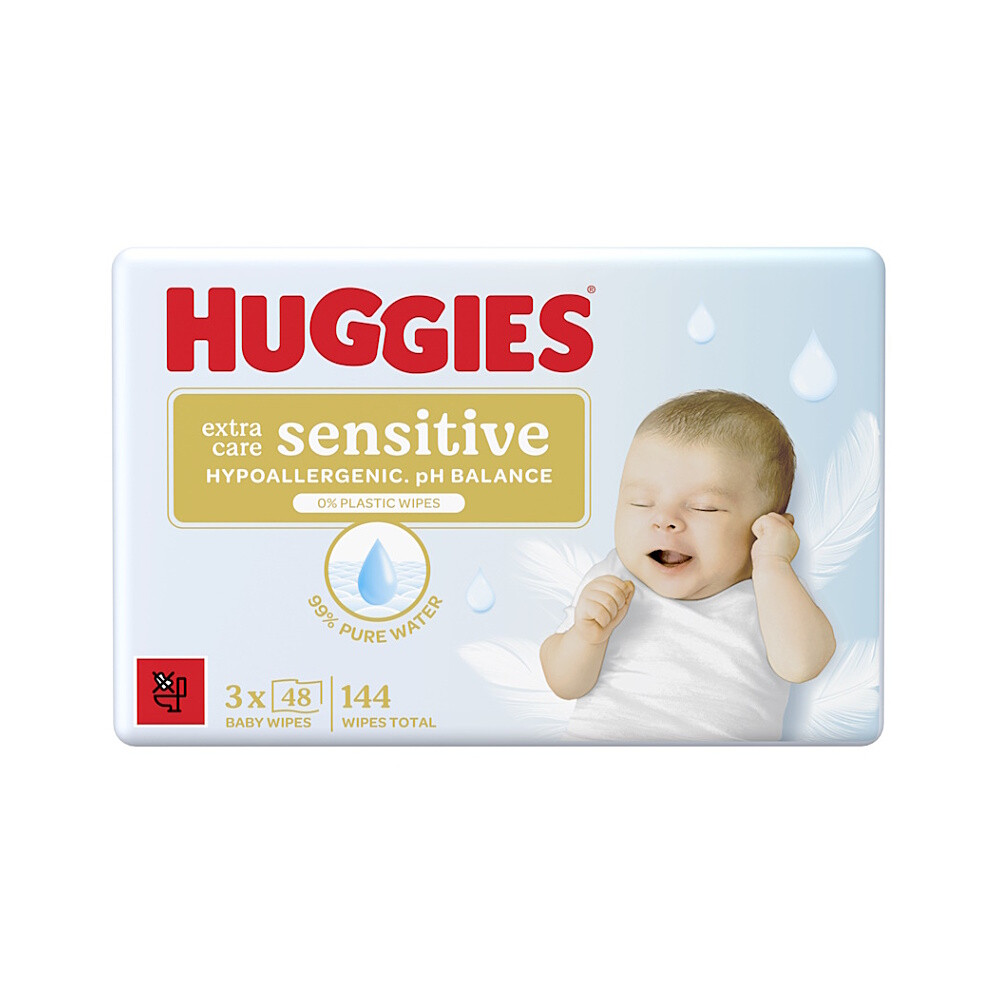 HUGGIES Extra care sensitive triplo vlhčené ubrousky 144 kusů