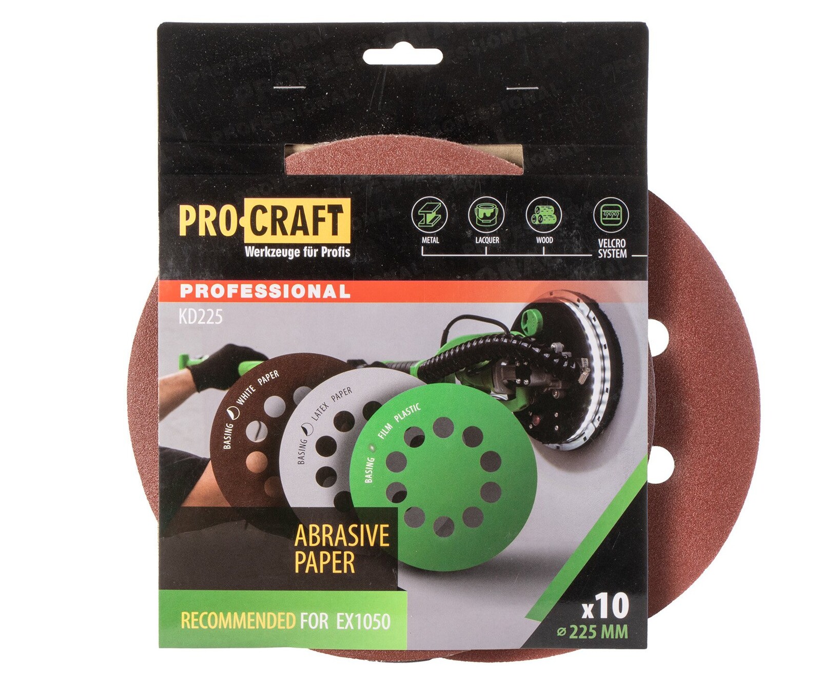 Papír brusný 225mm suchý zip 10x otvor 10ks Procraft - P60