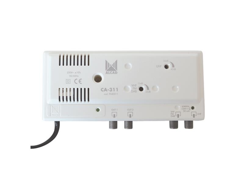 Anténní zesilovač ALCAD CA311, VHF plus UHF, malý domovní i do interiéru
