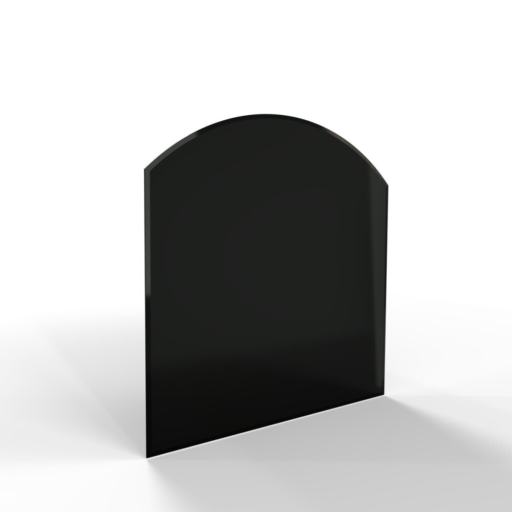 Sklo pod kamna - FLAMINGO Oblouk 1000x1000 mm, černé, fazeta / R725 / 6 mm