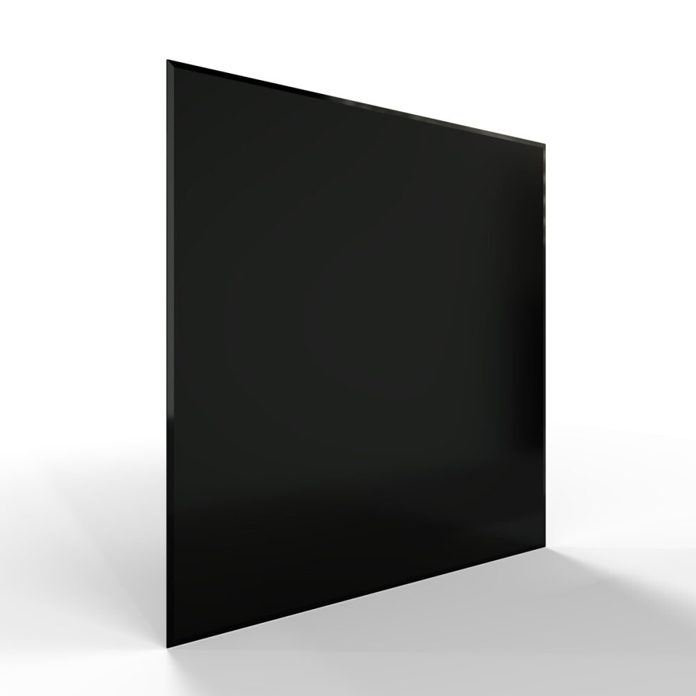 Sklo pod kamna - FLAMINGO Čtverec 1200x1200 mm, černé, fazeta / 6 mm