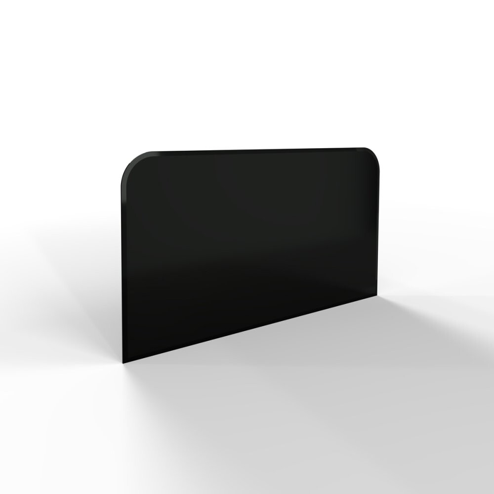 Sklo pod kamna - FLAMINGO Oblouk 1100x600 mm, černé, fazeta / 2xR100 / 6 mm