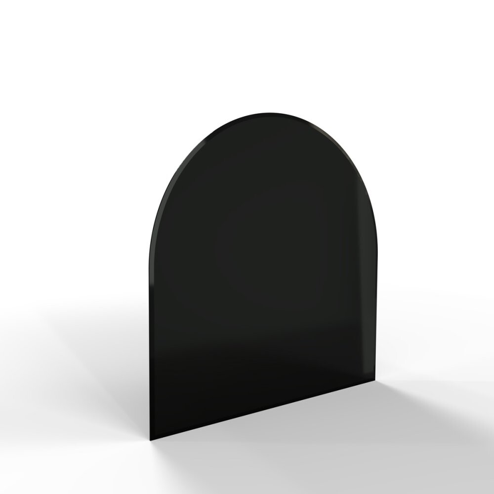 Sklo pod kamna - FLAMINGO Oblouk 1000x1000 mm, černé, fazeta / R500 / 6 mm