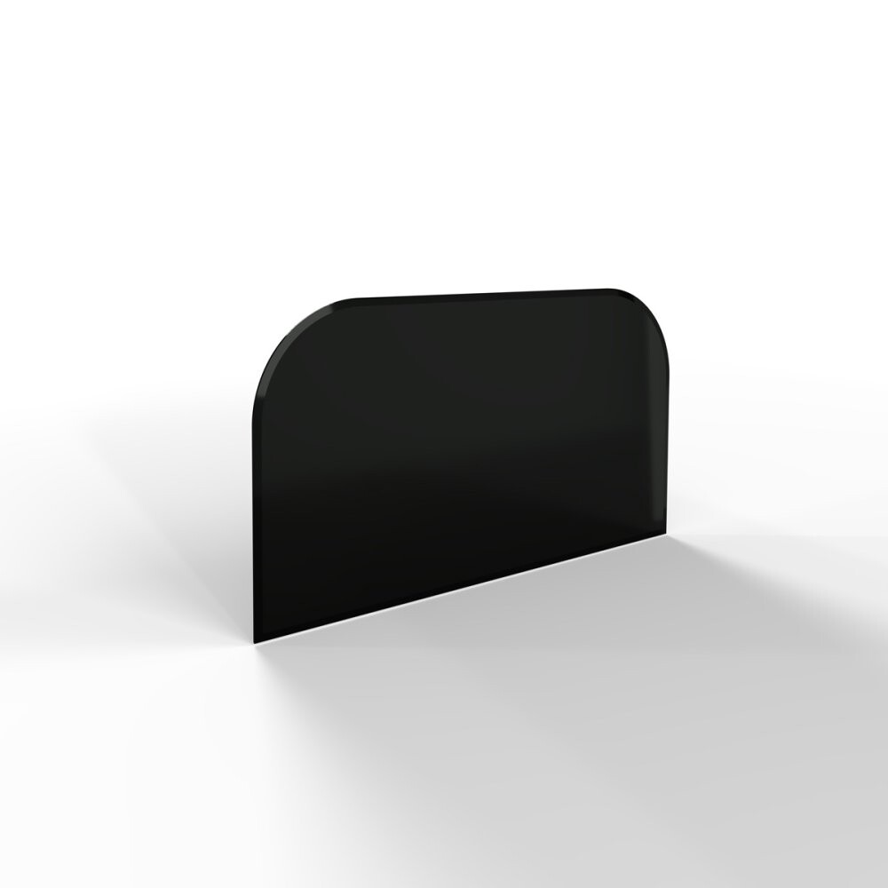 Sklo pod kamna - FLAMINGO Oblouk 1000x550 mm, černé, fazeta / 2xR200 / 6 mm