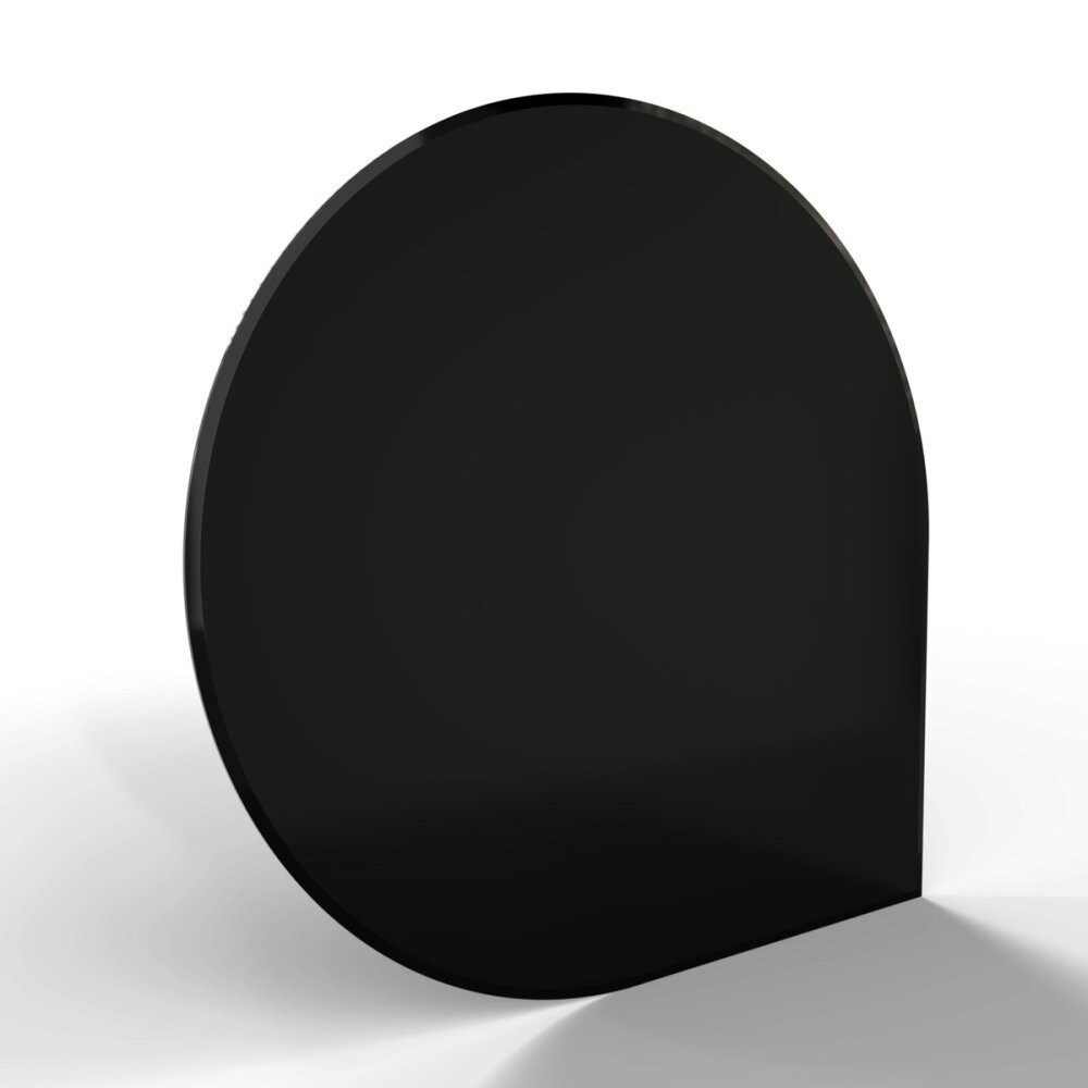 Sklo pod kamna - FLAMINGO Kapka 1100x1100 mm, černé, fazeta / 6 mm