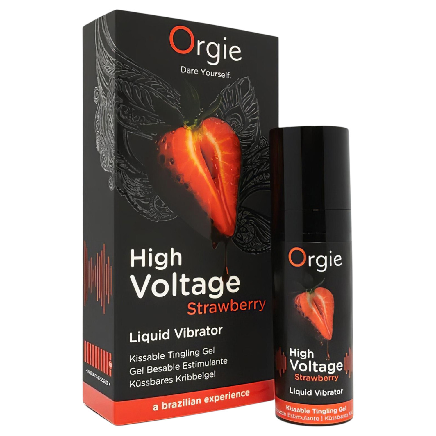 Orgie High Voltage - tekutý vibrátor - jahoda (15ml)