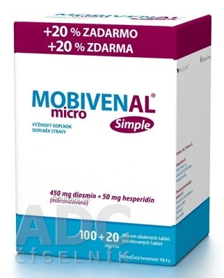 Vyrobené v EÚ MOBIVENAL micro Simple tbl flm 100 + 20 zdarma (120 ks)