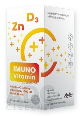 APATEKA, s. r. o. Imuno Vitamín - Apateka cps (vitamin C + D + zinek) 1x60 ks