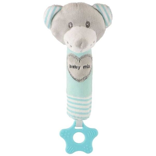 BABY MIX MEDVĚD Plyšová hračka s chrastítkem, šedá, velikost