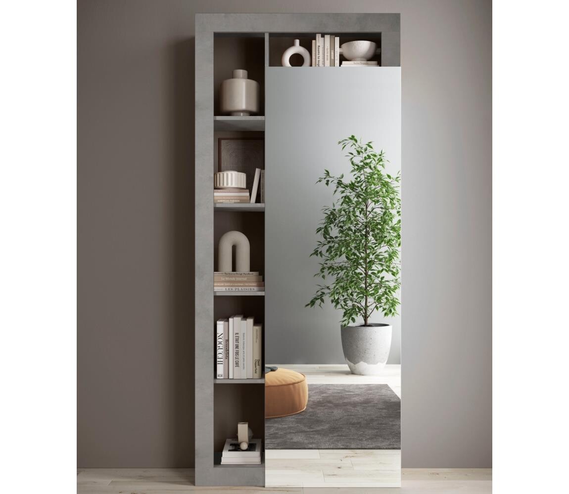 MC Akcent Šatní skříň LENOR 91x209 cm bílá/šedá beton 409030-40CE