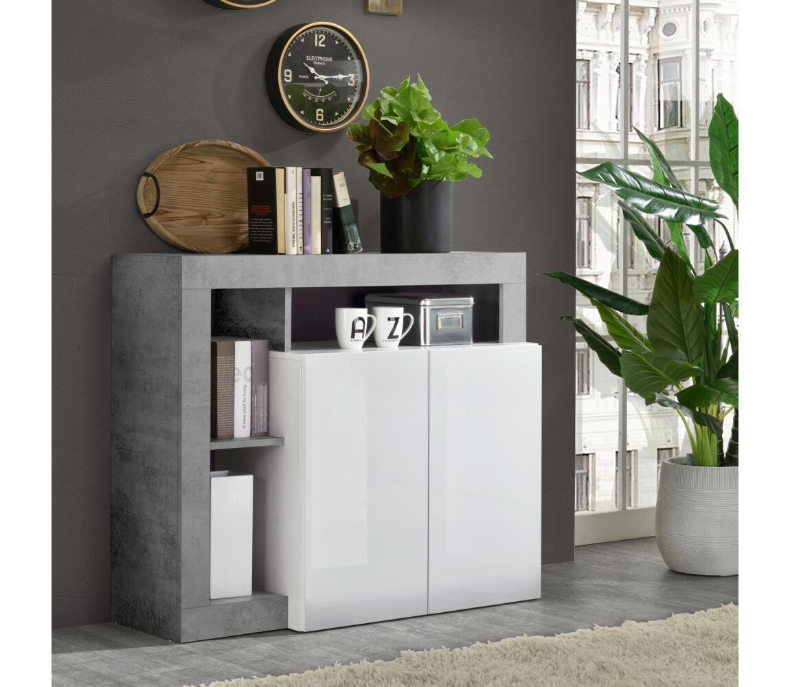MC Akcent Komoda LENOR bílá/šedá beton 209030-02CE