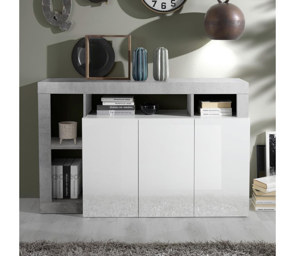 MC Akcent Komoda LENOR bílá/šedá beton 209030-05CE